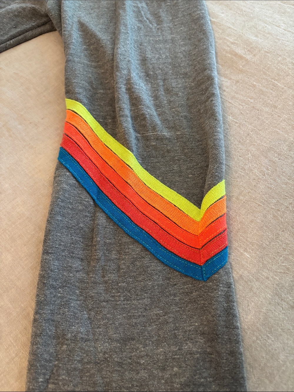 Aviator Nation Gray Joggers with Rainbow Chevron - Picture 2 of 7